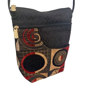 Danny K. Crossbody Bag Purse Geo Print Tapestry Brocade Boho Festival Artsy